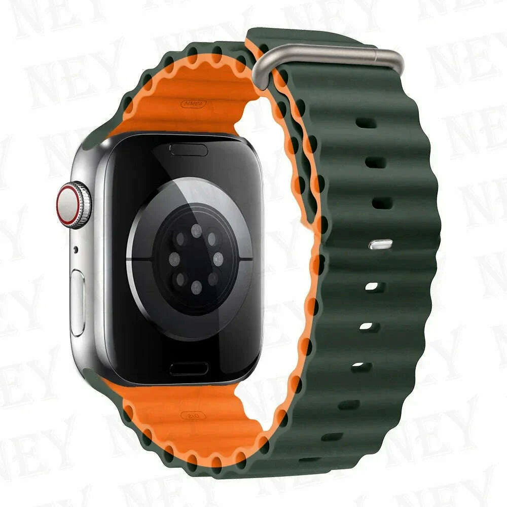 Ocean strap for Apple Watch Band 44mm Ultra 2 49mm 45mm 42mm 38/40/41mm silicone bracelet correa iwatch series 9 8 7 se 6 5 4 3