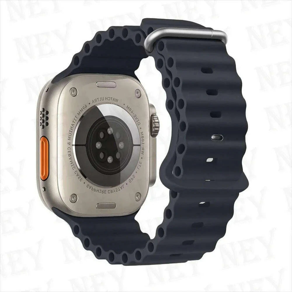 Ocean strap for Apple Watch Band 44mm Ultra 2 49mm 45mm 42mm 38/40/41mm silicone bracelet correa iwatch series 9 8 7 se 6 5 4 3
