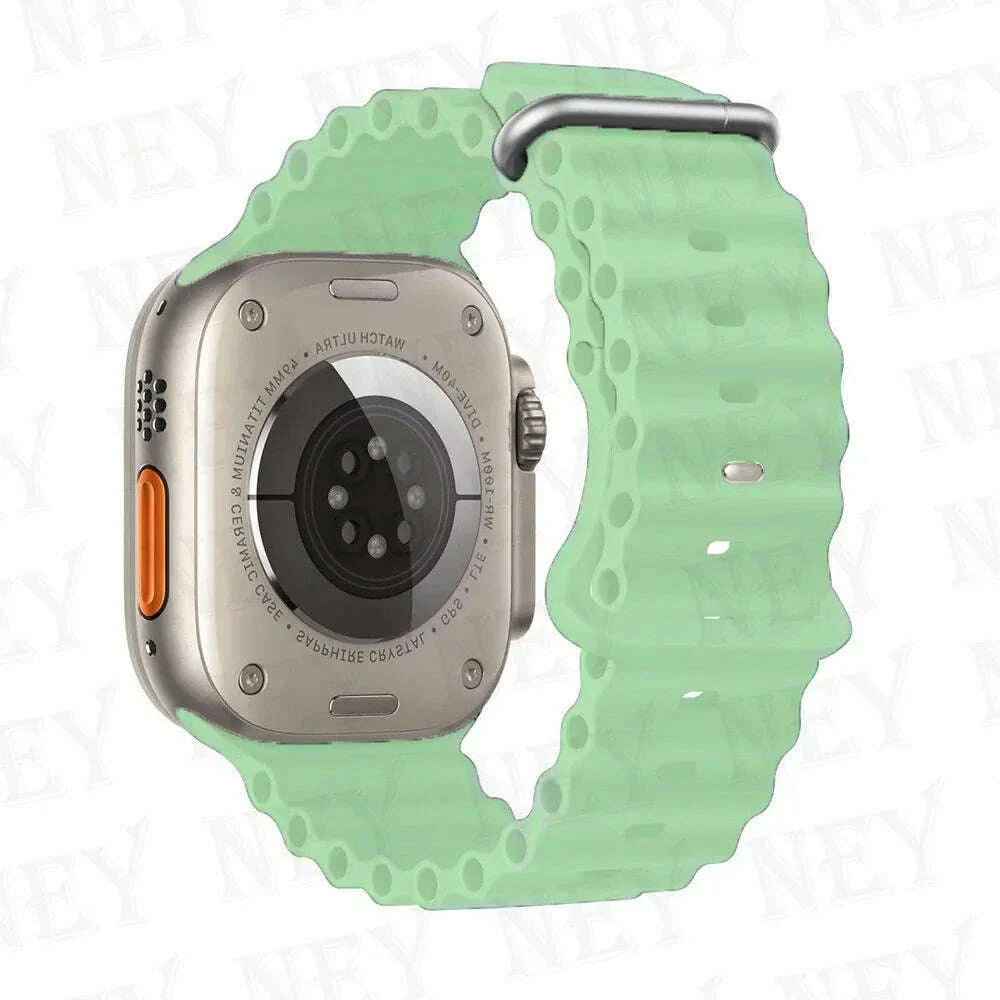 Ocean strap for Apple Watch Band 44mm Ultra 2 49mm 45mm 42mm 38/40/41mm silicone bracelet correa iwatch series 9 8 7 se 6 5 4 3