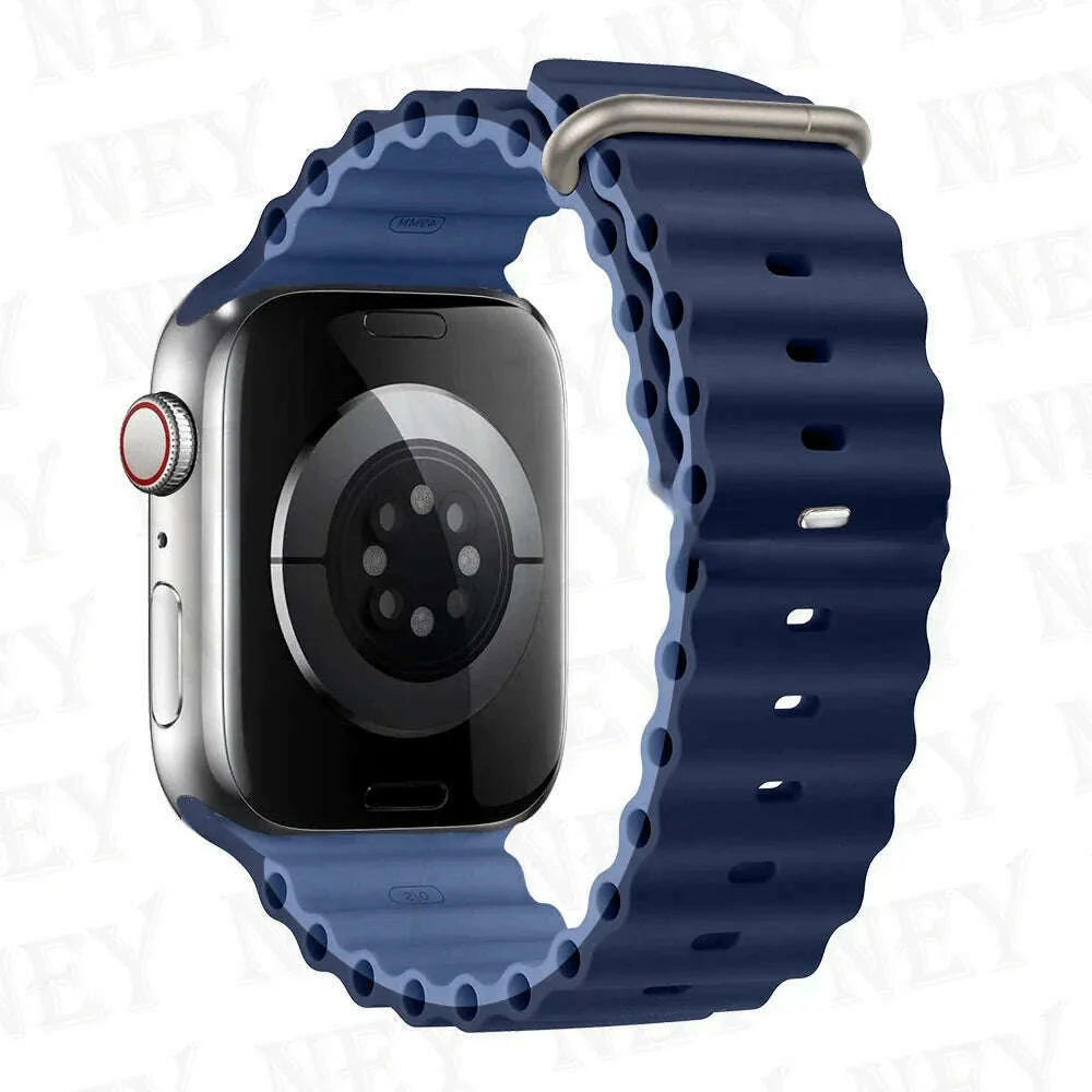 Ocean strap for Apple Watch Band 44mm Ultra 2 49mm 45mm 42mm 38/40/41mm silicone bracelet correa iwatch series 9 8 7 se 6 5 4 3