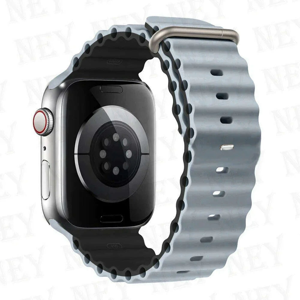 Ocean strap for Apple Watch Band 44mm Ultra 2 49mm 45mm 42mm 38/40/41mm silicone bracelet correa iwatch series 9 8 7 se 6 5 4 3