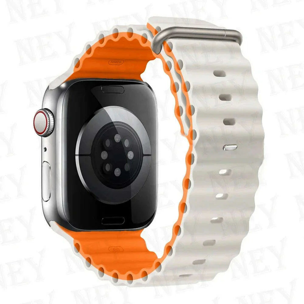 Ocean strap for Apple Watch Band 44mm Ultra 2 49mm 45mm 42mm 38/40/41mm silicone bracelet correa iwatch series 9 8 7 se 6 5 4 3