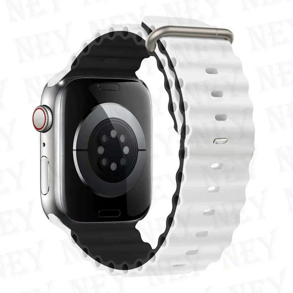 Ocean strap for Apple Watch Band 44mm Ultra 2 49mm 45mm 42mm 38/40/41mm silicone bracelet correa iwatch series 9 8 7 se 6 5 4 3