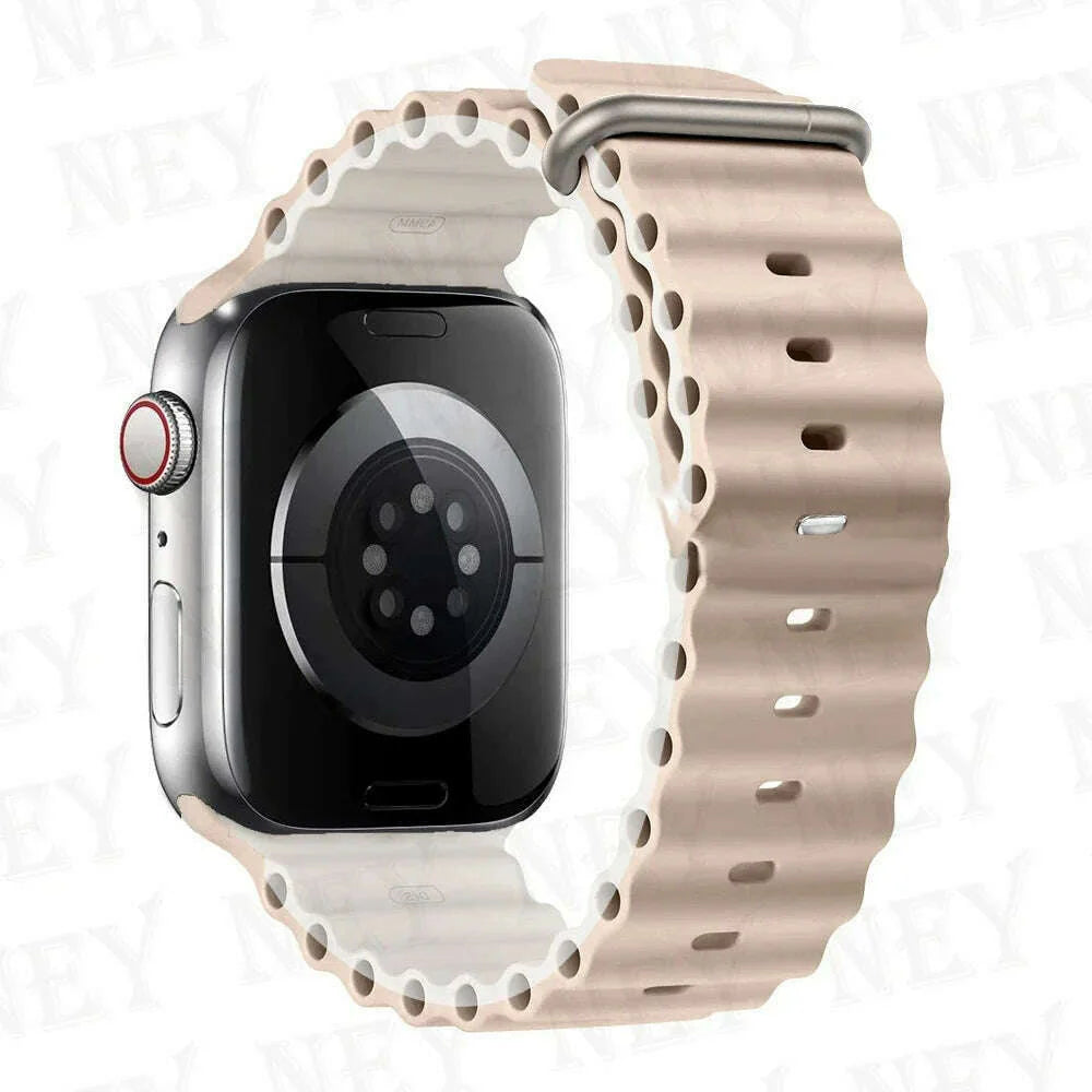 Ocean strap for Apple Watch Band 44mm Ultra 2 49mm 45mm 42mm 38/40/41mm silicone bracelet correa iwatch series 9 8 7 se 6 5 4 3