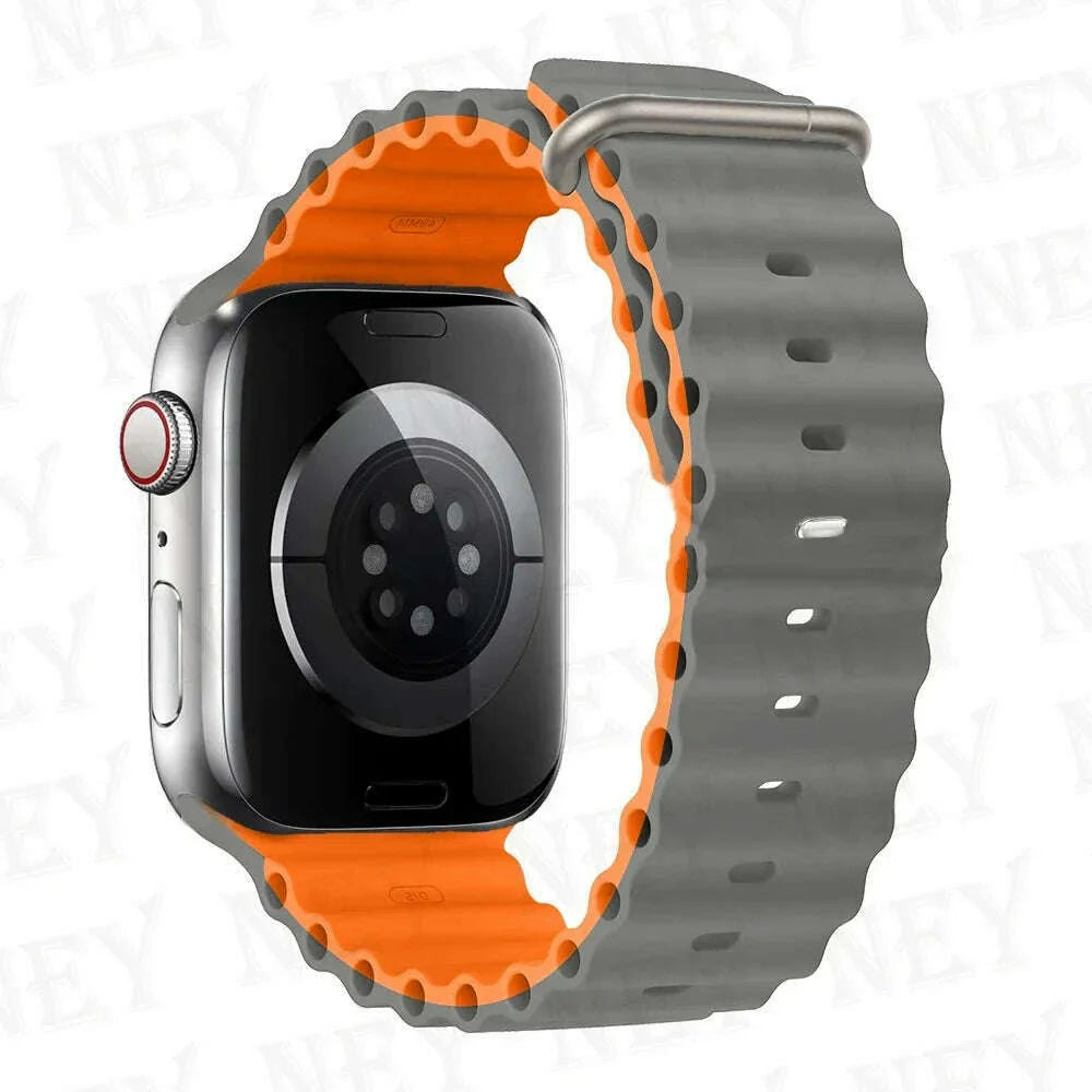Ocean strap for Apple Watch Band 44mm Ultra 2 49mm 45mm 42mm 38/40/41mm silicone bracelet correa iwatch series 9 8 7 se 6 5 4 3