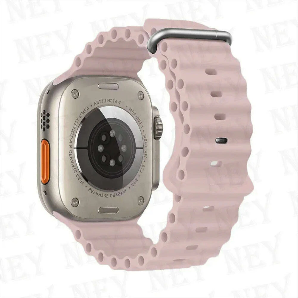 Ocean strap for Apple Watch Band 44mm Ultra 2 49mm 45mm 42mm 38/40/41mm silicone bracelet correa iwatch series 9 8 7 se 6 5 4 3