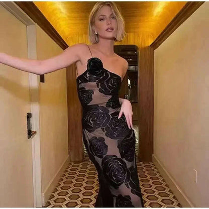 Oligai Birthday Dress for Women 2024 One Shoulder Elegant Dress Sexy Mesh Bodycon Dress Flower Wedding Guest Party Dresses