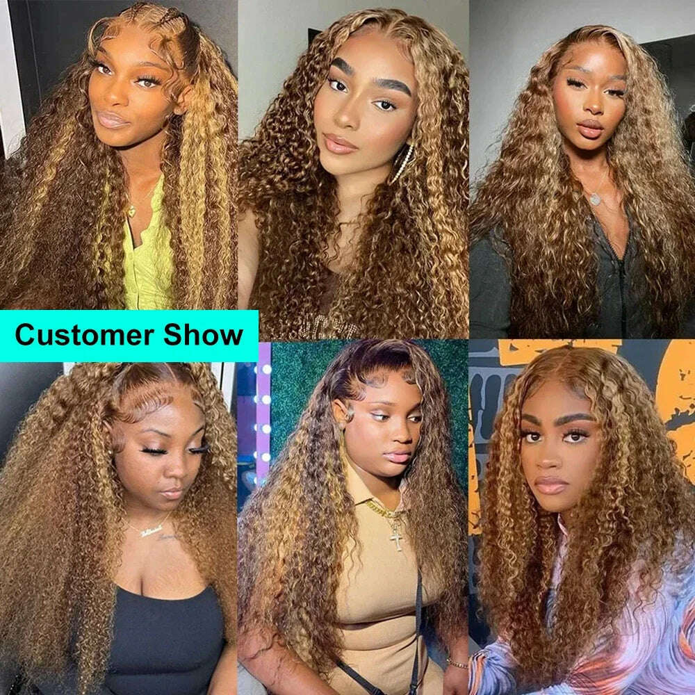 Ombre Highlight Wig 100% Human Hair Curly Loose Deep Wave Lace Frontal Wig 4/27 Colored Brazilian 13x4 Lace Front Wigs For Women