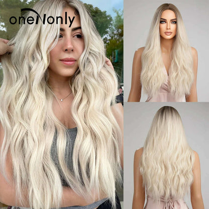 oneNonly Long Purple Wig Synthetic Wigs for Women Wave Cosplay Party Halloween Wig High Quality Hair