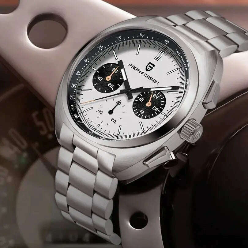 PAGANI DESIGN Panda Dial Men Watches Luxury Quartz Watch For Men Japan VK63 Sport Chronograph Sapphire glass Wristwatch 2024 New