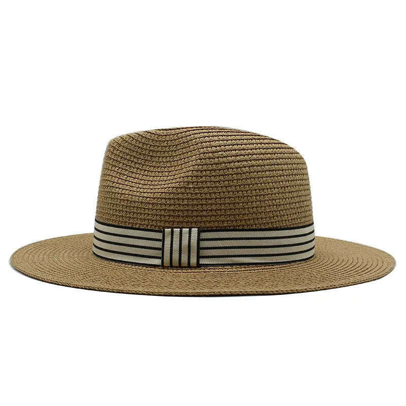 Panama Summer Straw Hats for Women Men Wide Brim Breathable Sun Beach Straw Hat UV Protection Fedora Cap