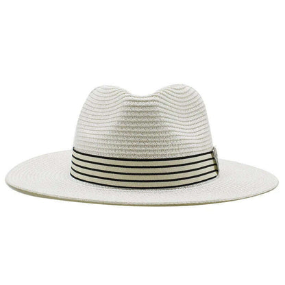 Panama Summer Straw Hats for Women Men Wide Brim Breathable Sun Beach Straw Hat UV Protection Fedora Cap