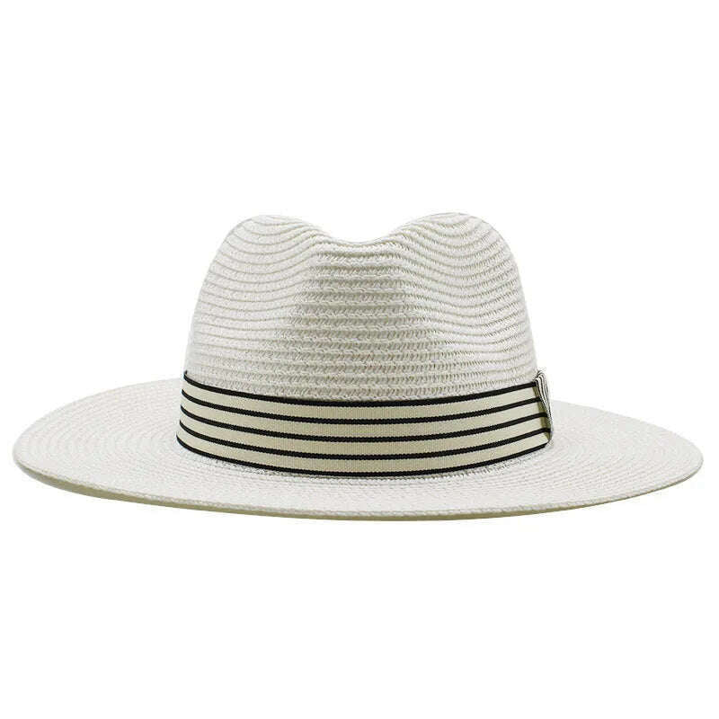 Panama Summer Straw Hats for Women Men Wide Brim Breathable Sun Beach Straw Hat UV Protection Fedora Cap