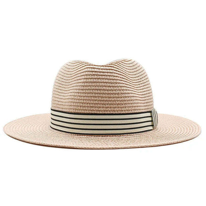 Panama Summer Straw Hats for Women Men Wide Brim Breathable Sun Beach Straw Hat UV Protection Fedora Cap