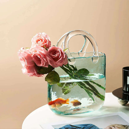 Portable Glass Flower Vase Creative Fish Tank for Goldfish Beautiful Home Desktop Decoration Practical Vase LivingRoom Decor