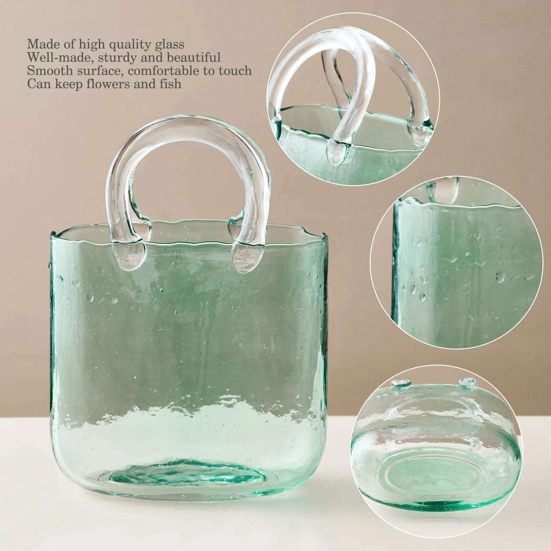 Portable Glass Flower Vase Creative Fish Tank for Goldfish Beautiful Home Desktop Decoration Practical Vase LivingRoom Decor