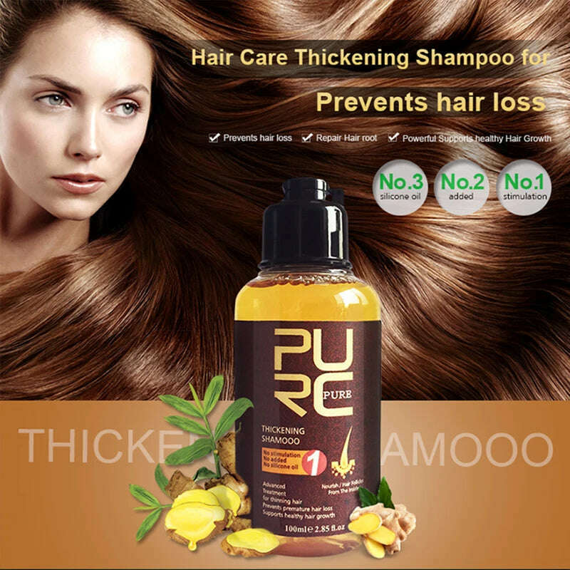 PURC Herbal Ginseng Shampoo Hair Growth Essence Treatment For Hair Regrowth Serum Repair Hair Root Thicken Hair Care 11.11