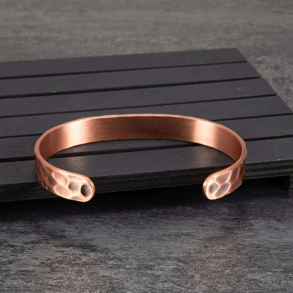Pure Copper Magnetic Bracelet Arthritis Adjustable 10mm Vintage Magnetic Bracelet Health Energy Copper Cuff Bracelet &amp; Bangles