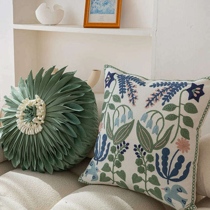 Pure Cotton Embroidery  Office Cushion Pillowcase Car Cushion Cover45X45CM   Lumbar Pillowcase Sofa Pillowcase