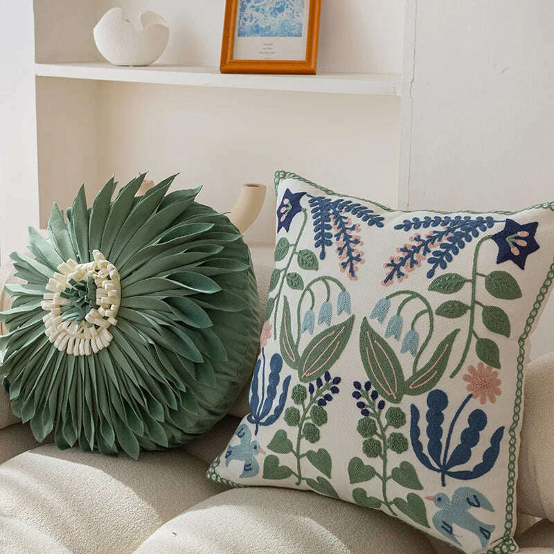 Pure Cotton Embroidery  Office Cushion Pillowcase Car Cushion Cover45X45CM   Lumbar Pillowcase Sofa Pillowcase