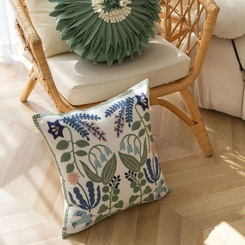 Pure Cotton Embroidery  Office Cushion Pillowcase Car Cushion Cover45X45CM   Lumbar Pillowcase Sofa Pillowcase