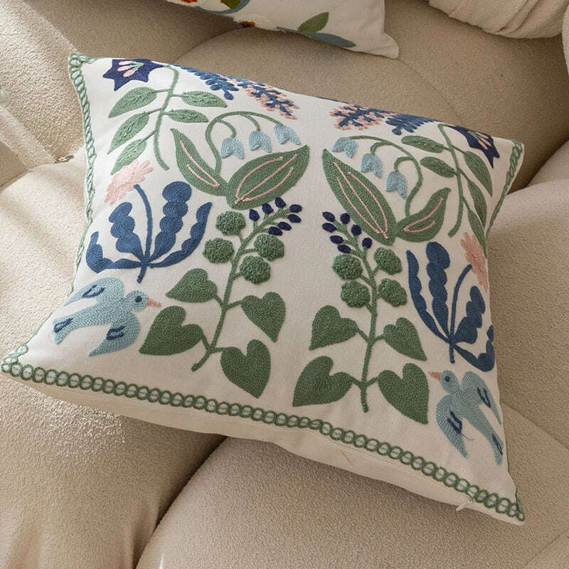 Pure Cotton Embroidery  Office Cushion Pillowcase Car Cushion Cover45X45CM   Lumbar Pillowcase Sofa Pillowcase