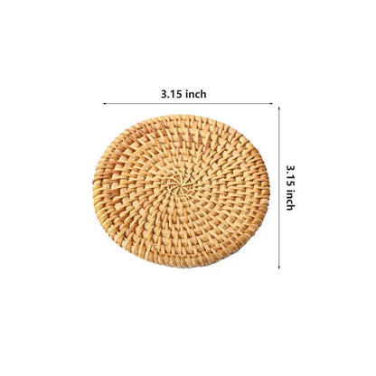 Rattan Weave Cup Mat Set Drink Coasters Round Pot Pad Table Dish Placemat Home Table Decoration Insulation Handmade Coffee Mat
