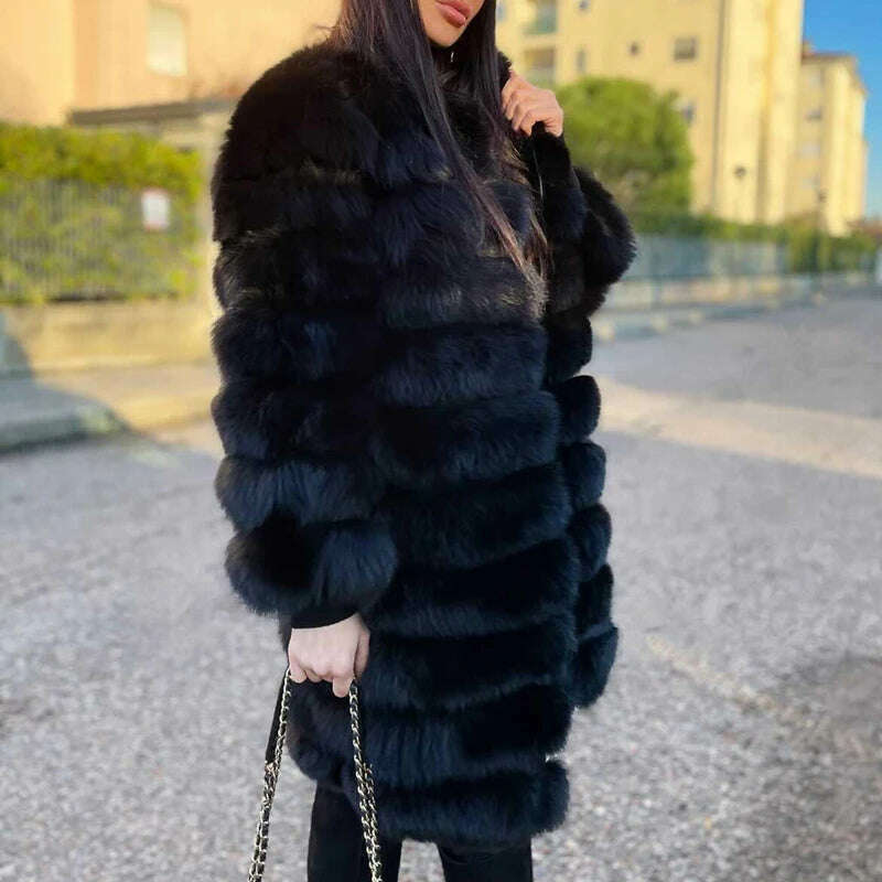 Real Fox Fur Coat Winter Women's Long Sleeves Clothing Wholesale  Fashion Female Natural Fur Jacket On Offer Free Shipping 2023
