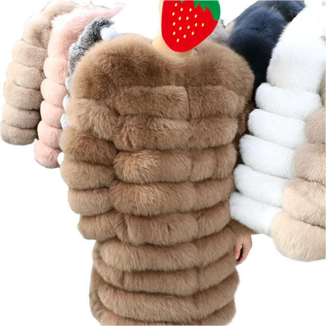 Real Fox Fur Coat Winter Women's Long Sleeves Clothing Wholesale  Fashion Female Natural Fur Jacket On Offer Free Shipping 2023