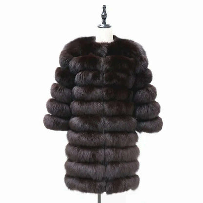 Real Fox Fur Coat Winter Women's Long Sleeves Clothing Wholesale  Fashion Female Natural Fur Jacket On Offer Free Shipping 2023
