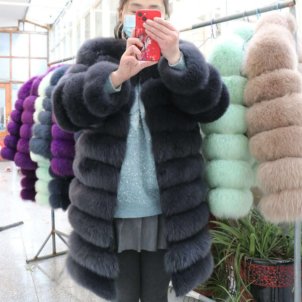 Real Fox Fur Coat Winter Women's Long Sleeves Clothing Wholesale  Fashion Female Natural Fur Jacket On Offer Free Shipping 2023