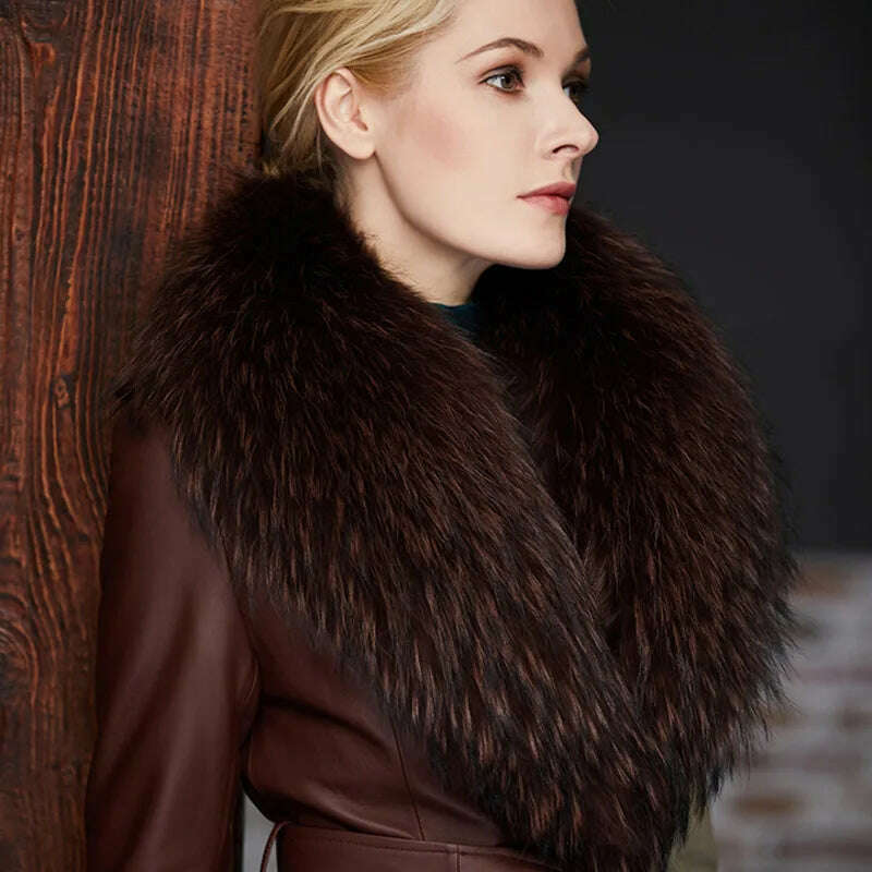 Real Raccoon Fur Collar Women Natural Fur Scarf  Winter Large Size Warm Wraps  Furry Fur Scarves for Coat Jackets Collars