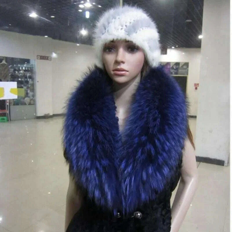 Real Raccoon Fur Collar Women Natural Fur Scarf  Winter Large Size Warm Wraps  Furry Fur Scarves for Coat Jackets Collars