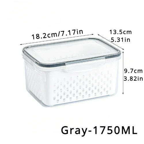 Refrigerator Preservation Storage Box Drain Basket Storage Containers Sealed Box Vegetable and Fruit Food Grade Drain Box