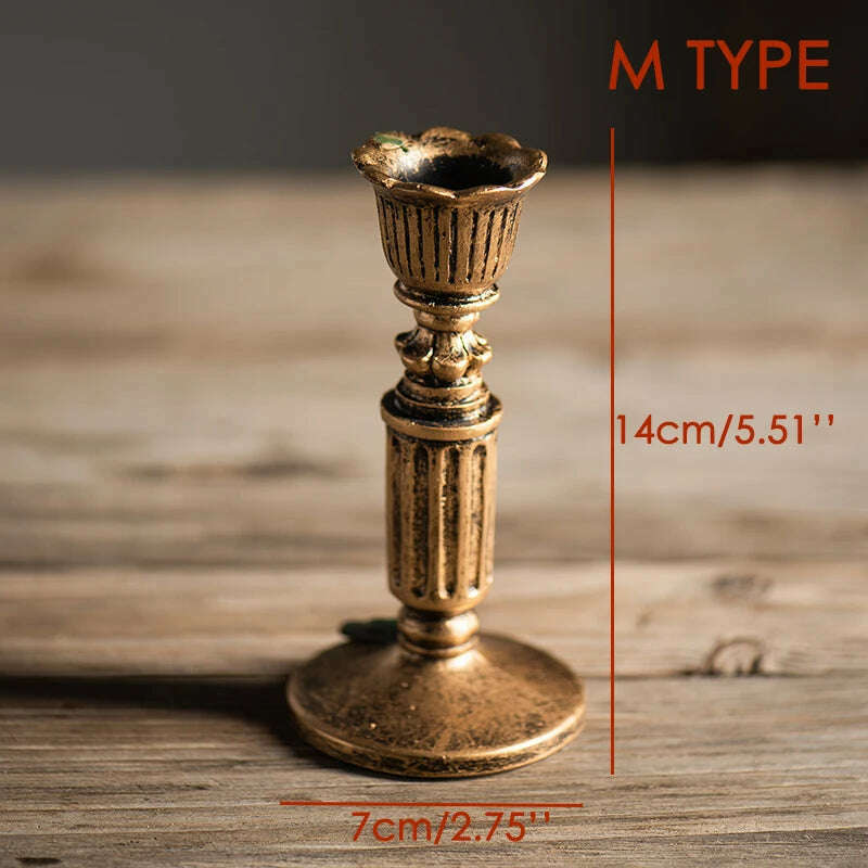 Retro Candlestick Resin Candle Holder Sconce Nostalgic Antique French Candle Stick Rack Accessories Home Decor Photography Props