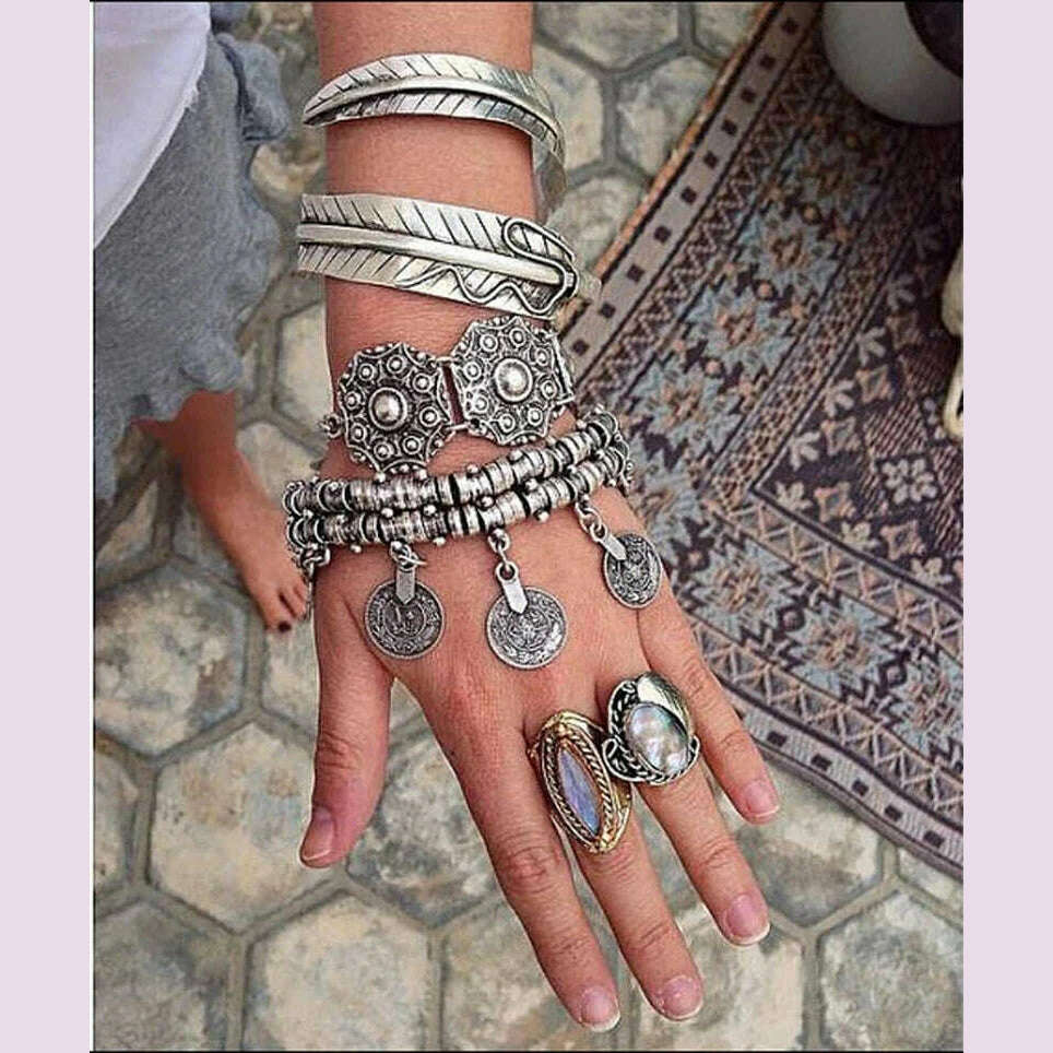 Retro Ethnic Coins Bracelet for Women Boho Beach Party Festival Bracelets Gypsy Afghan Turkish India Antalya Jewelry Accessories