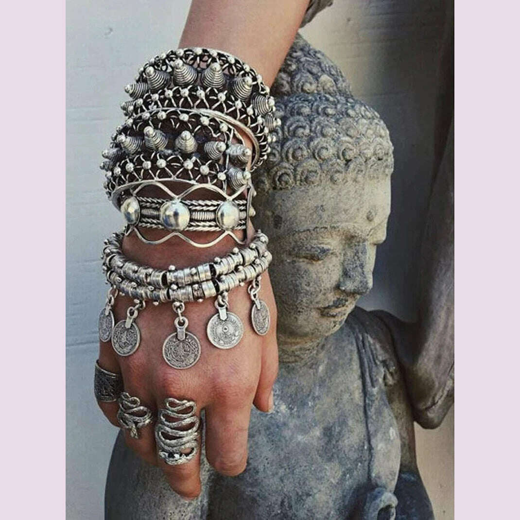 Retro Ethnic Coins Bracelet for Women Boho Beach Party Festival Bracelets Gypsy Afghan Turkish India Antalya Jewelry Accessories