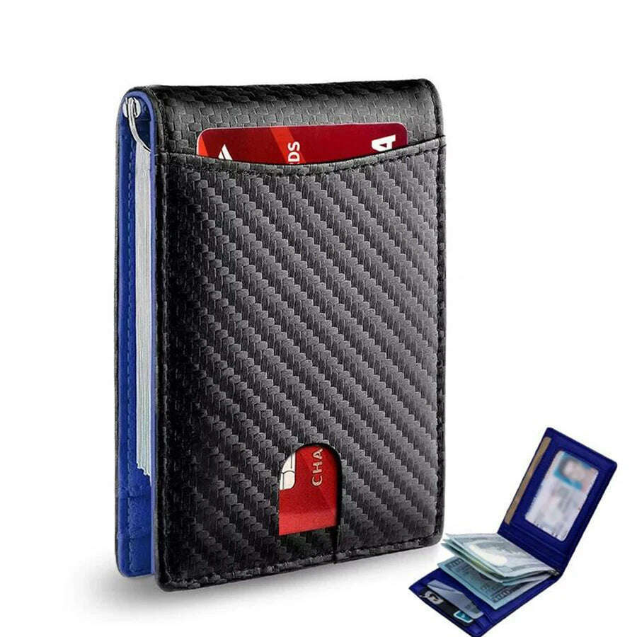 Rfid Carbon Fiber Men Wallets Man Card Holder Money Bag Slim Thin Mini Wallet Male Small Short Purse Black Walet Billfold Vallet