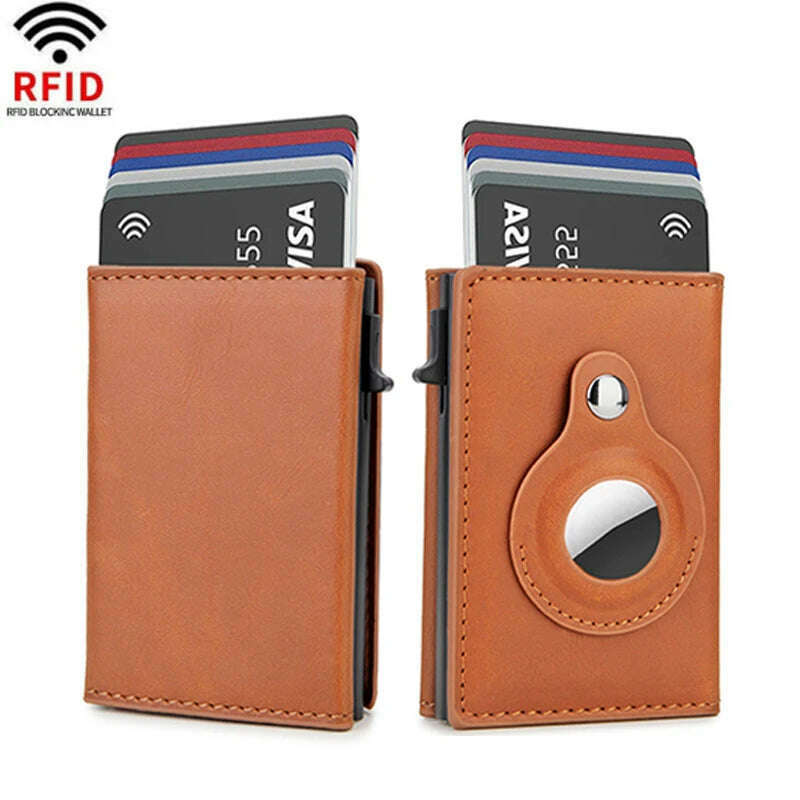 Rfid Credit Card Holder Magnet Wallet for Apple Airtag Men ID Cardholder Case for Air Tag Smart Leather Minimalistic Wallet Bag
