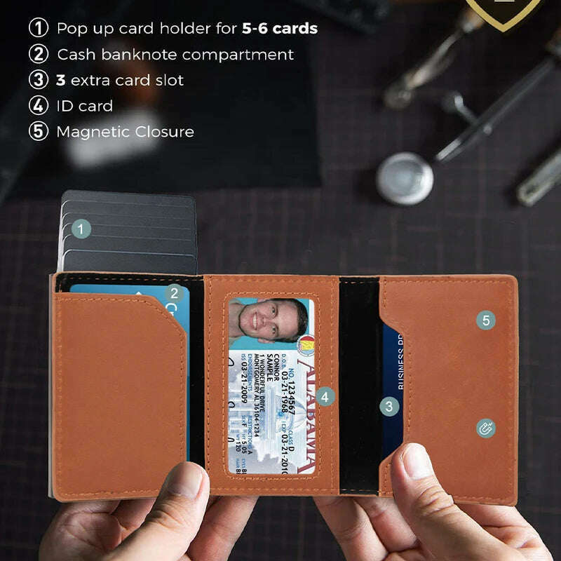 Rfid Credit Card Holder Magnet Wallet for Apple Airtag Men ID Cardholder Case for Air Tag Smart Leather Minimalistic Wallet Bag