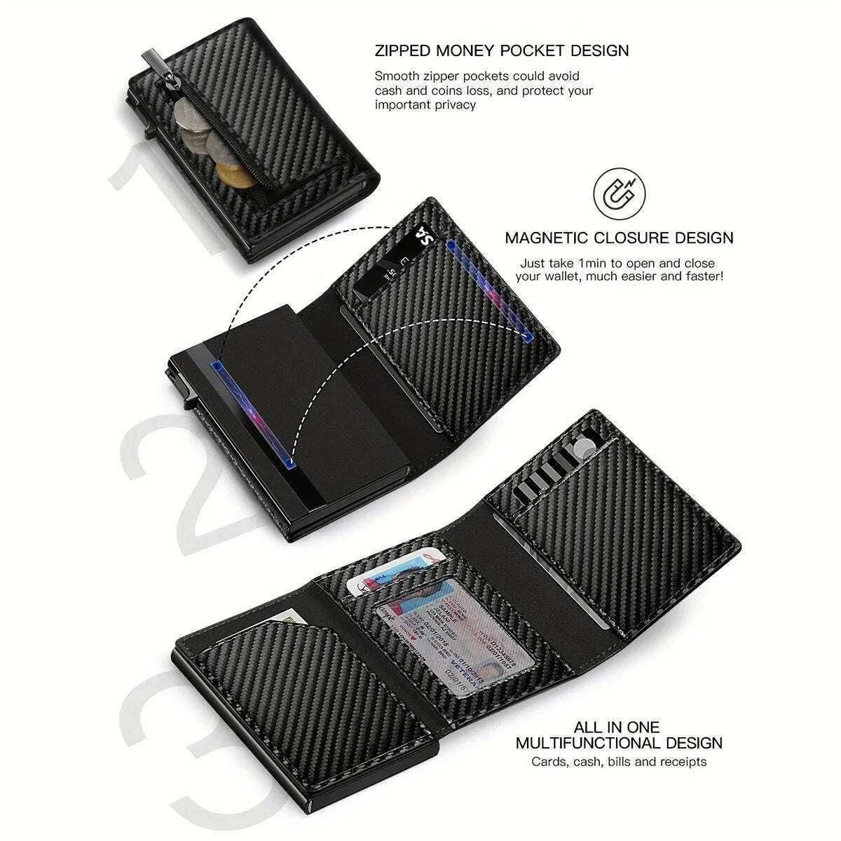 Rfid Credit Card Holder Men Wallets For Apple Airtag Carbon Fiber Cardholder Coin Purse Small Minimalist Wallets For Air Tag