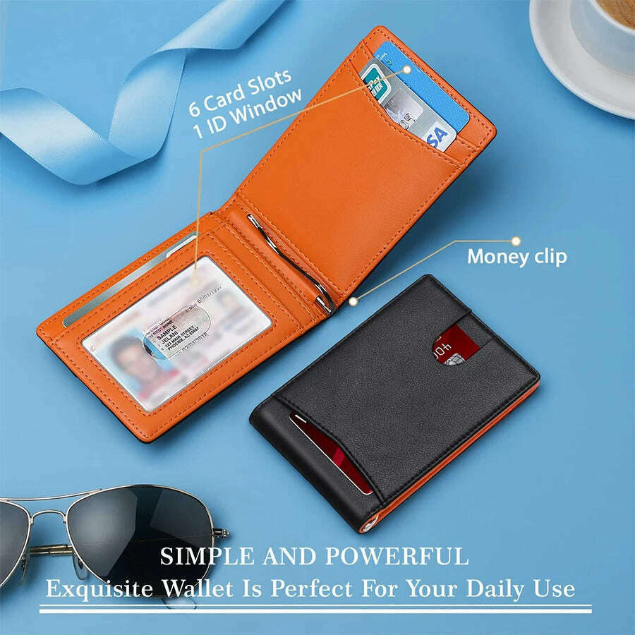 Rfid Credit Card Holder Men Wallets Money Clip Luxury Slim Thin Mini Wallet Male Small Short Purse Minimalist Billfold Vallet