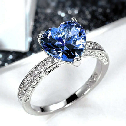 Romantic Pink Heart shaped Ring for Female Cubic Zirconia Bridal Wedding Party  with Minimalist Fashion Jewelry Accessories