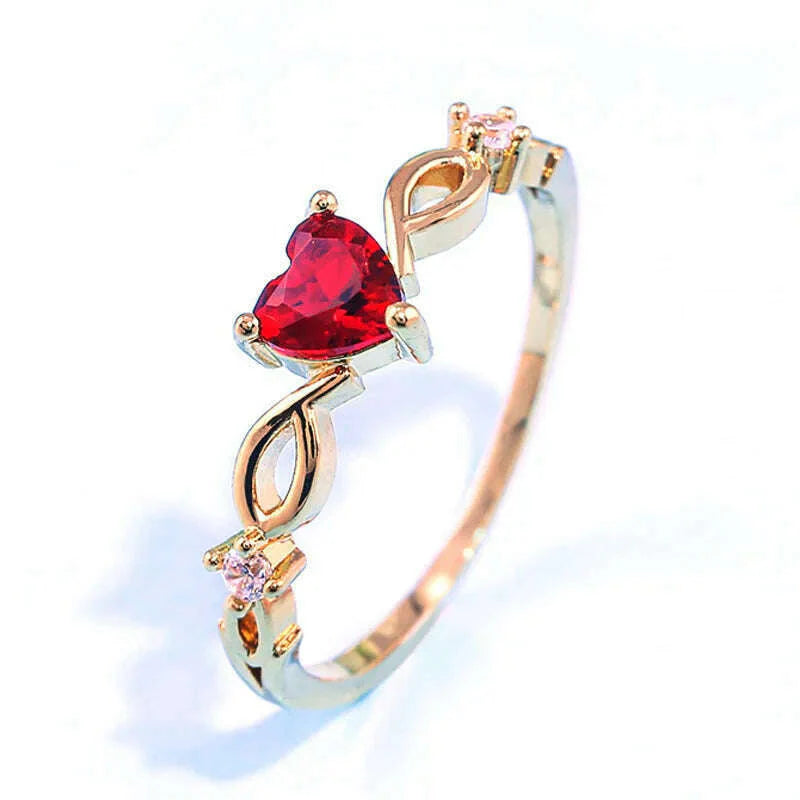 Romantic Pink Heart shaped Ring for Female Cubic Zirconia Bridal Wedding Party  with Minimalist Fashion Jewelry Accessories