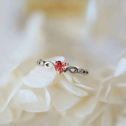 Romantic Pink Heart shaped Ring for Female Cubic Zirconia Bridal Wedding Party  with Minimalist Fashion Jewelry Accessories