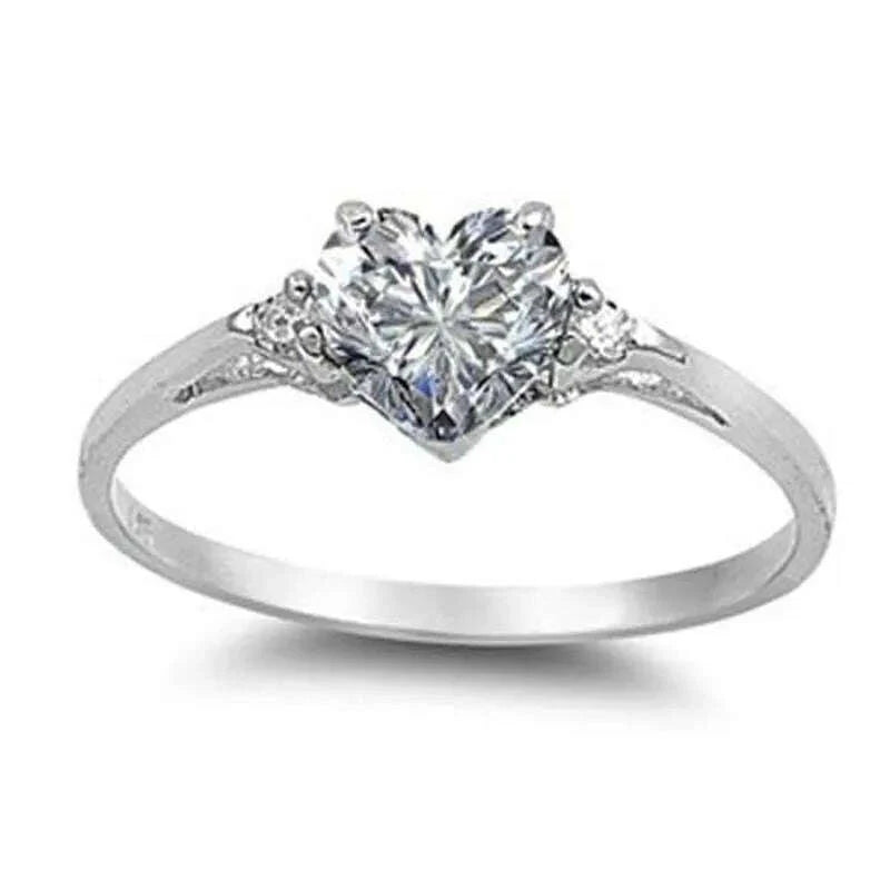 Romantic Pink Heart shaped Ring for Female Cubic Zirconia Bridal Wedding Party  with Minimalist Fashion Jewelry Accessories