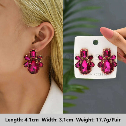 Romantic Valentines Crystal Dangle Earrings For Women Luxury Party Maple Leaf Round High Quality Unusual Jewelry Large Pendants