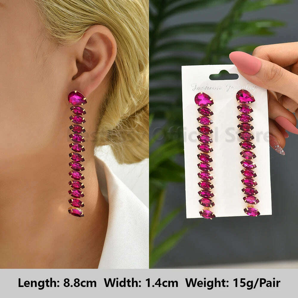 Romantic Valentines Crystal Dangle Earrings For Women Luxury Party Maple Leaf Round High Quality Unusual Jewelry Large Pendants