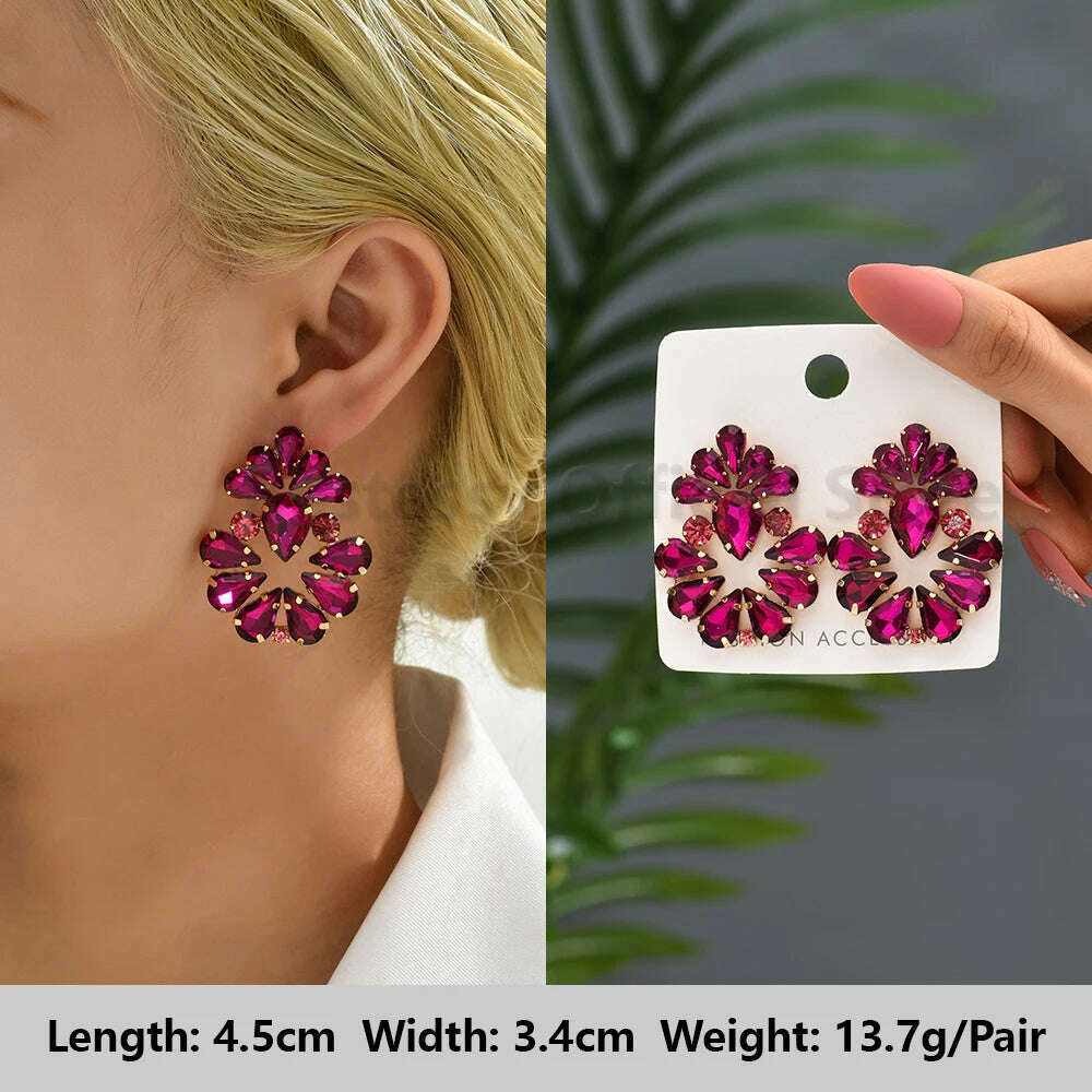 Romantic Valentines Crystal Dangle Earrings For Women Luxury Party Maple Leaf Round High Quality Unusual Jewelry Large Pendants