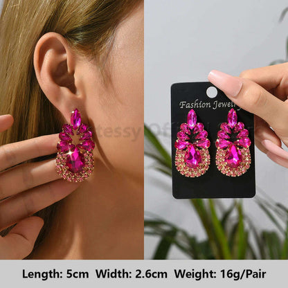 Romantic Valentines Crystal Dangle Earrings For Women Luxury Party Maple Leaf Round High Quality Unusual Jewelry Large Pendants